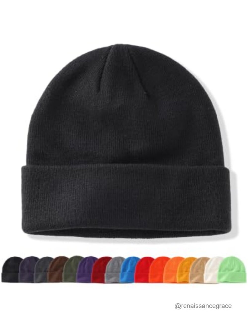 Cuffed Knitted Winter Beanie Hat Unisex Warm Skull Cap Outdoor Stretch